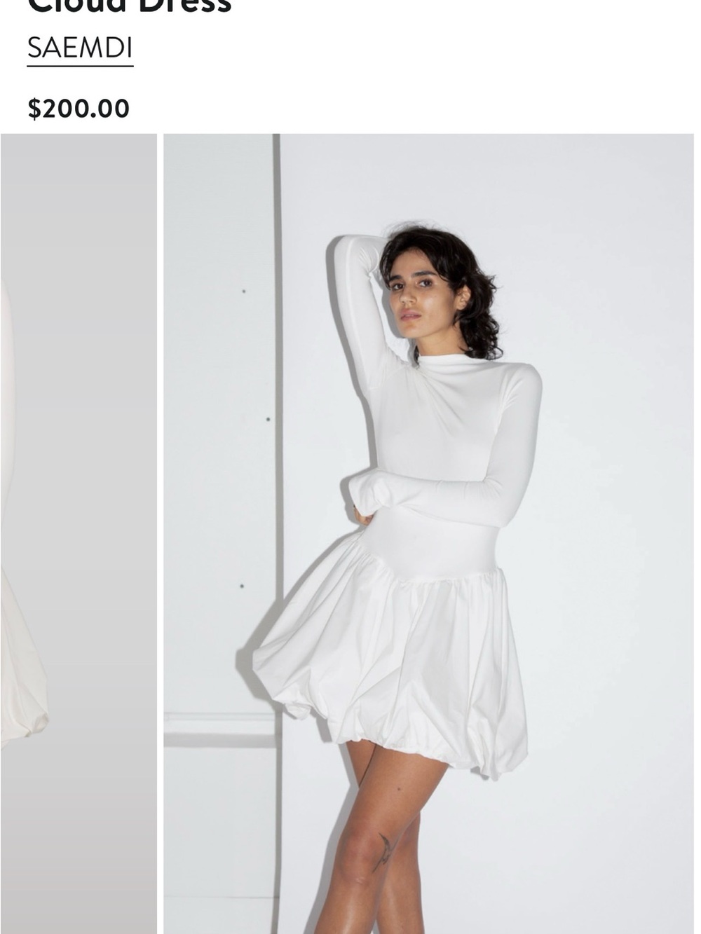 Cloud Dress - White Long-Sleeve Bubble Skirt Dress